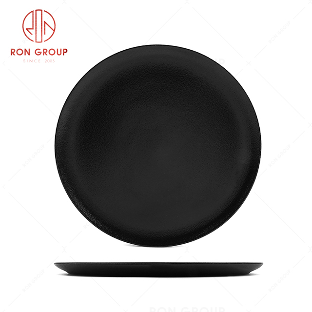 RonGroup New Color Matte Black Chip Proof Porcelain  Collection - Ceramic Dinnerware Pizza  Plate 