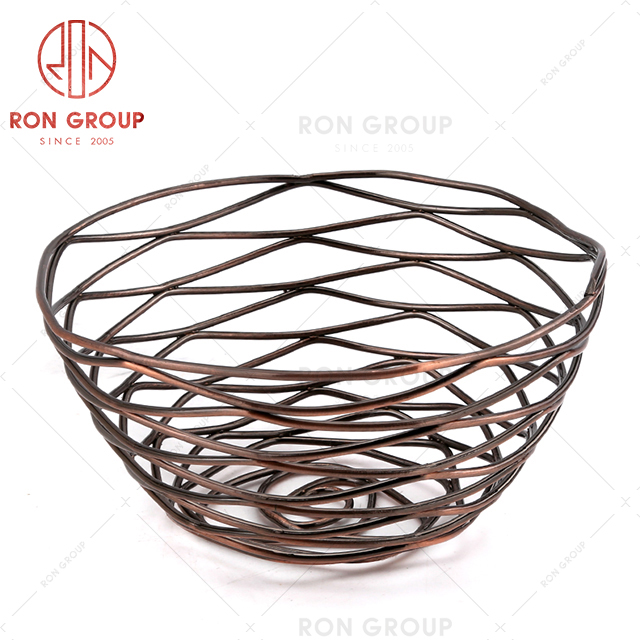 Small medium large size stainless steel black gold restaurant bread fruit snack basket