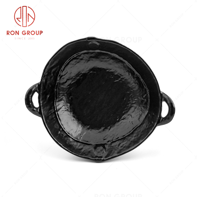 Convenient practical hotel dinner tableware restaurant oval dish with handles 