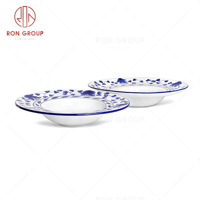 RonGroup New Color Rattan Flower Chip Proof Porcelain  Collection - Ceramic Dinnerware Hat Shape Plate