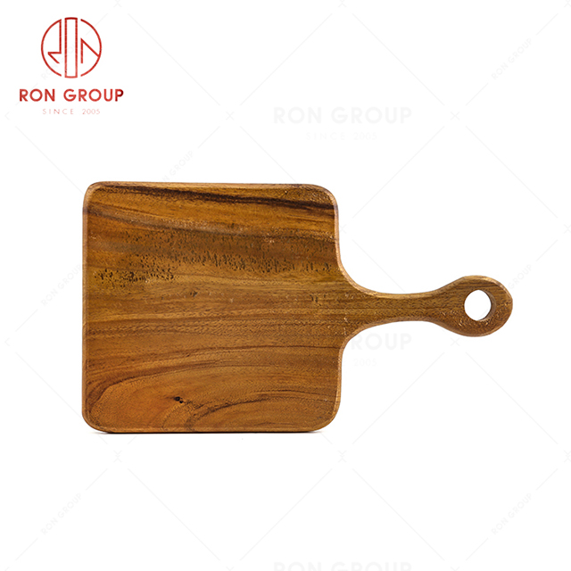 Factory direct selling restaurant high quality wooden tableware pizza plate with handle
