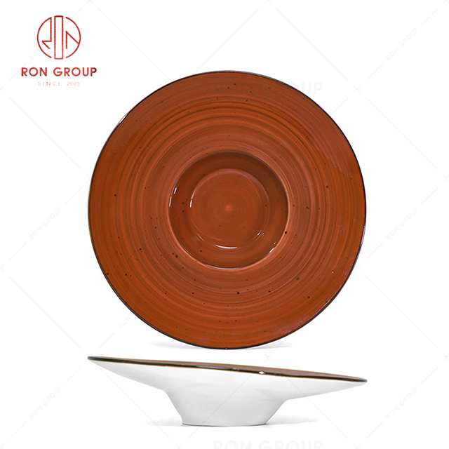 RN0037P03266 Wholesale Chip Proof Porcelain Tomato Jam Series  Pasta Round Soup Bowl