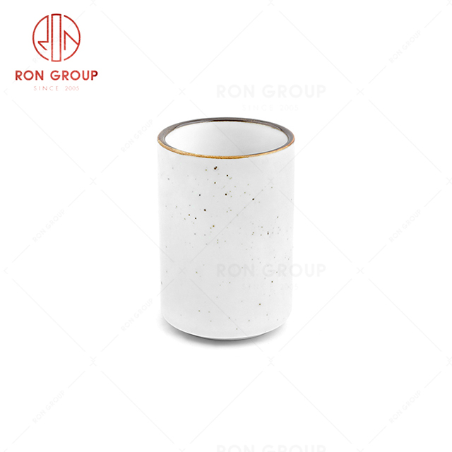 RonGroup New Color Cream White Chip Proof Porcelain  Collection - Ceramic Drinkware  Straight Tea Cup 