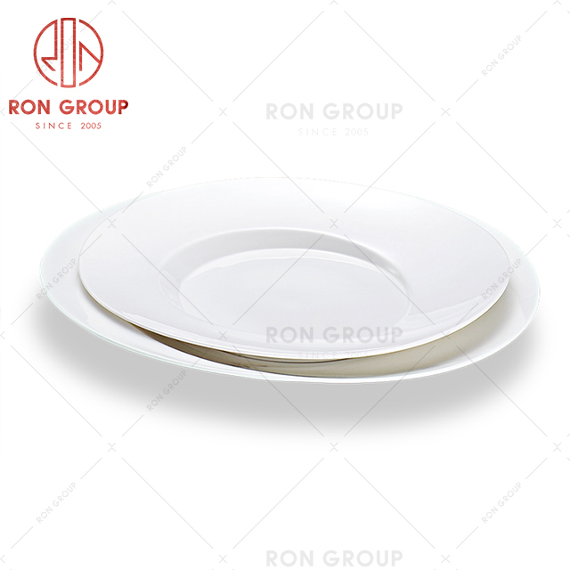 Easy to clean restaurant dinner tableware hotel commonly used ceramic dinnerware white round plate