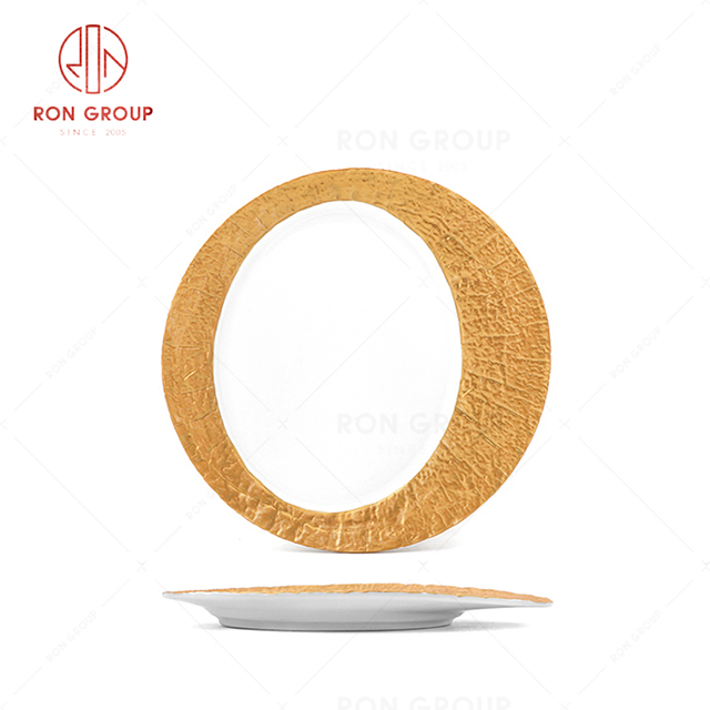 RN0660P00018 Wholesale High Quality Elegant and Durable Ceramic Stone Pattern Round Plate