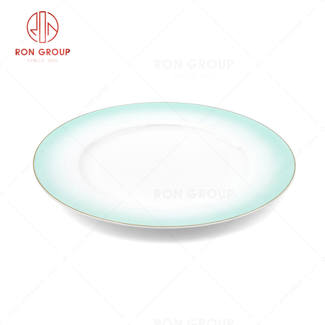RN0045P00017  Wholesale Unique Design Gradient Color Bone China  Flat Plate