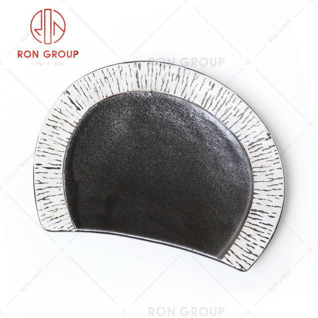 Best selling hotel black ceramic tableware plate restaurant snack plate