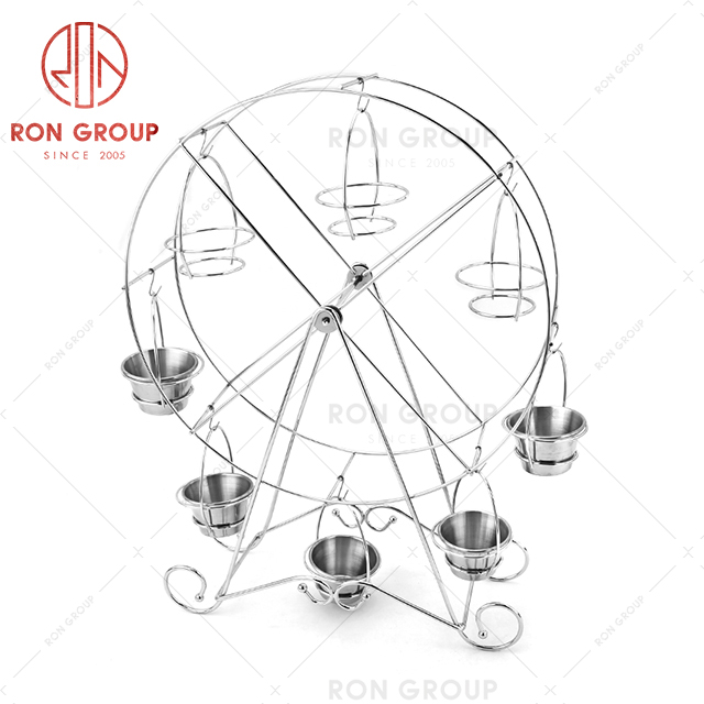Creative cutlery lovely restaurant stainless steel tableware hotel silver gold eight bowl ferris wheel show shelf