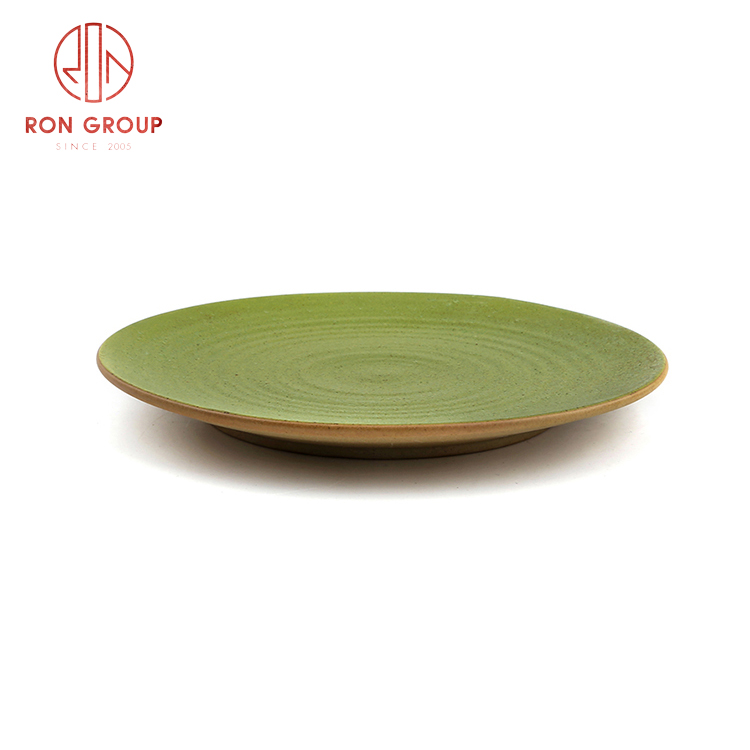 Wholesale Asian style ceramic dinnerware set restaurant hotel use ceramic water wave flat plate