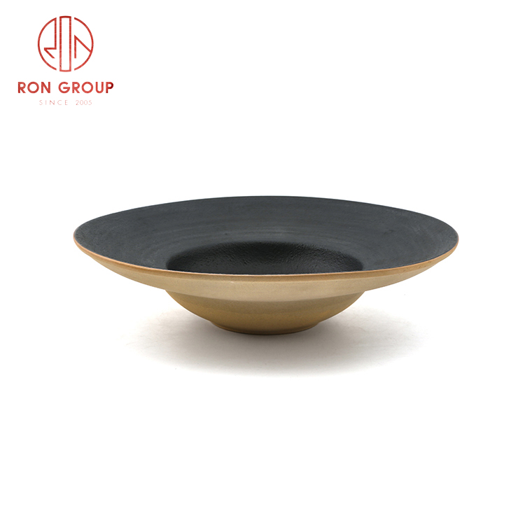 Creative frosted black ceramic water wave hat shape plate restaurant hotel supplies dinnerware set