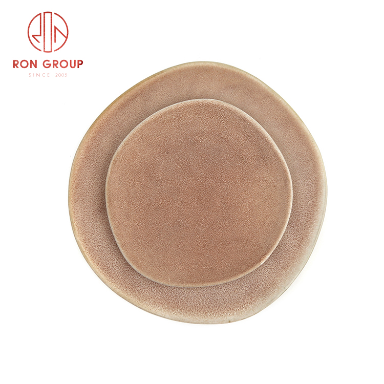 Wholesale Asian style ceramic dinnerware set restaurant hotel supplies ceramic abnormal flat plate