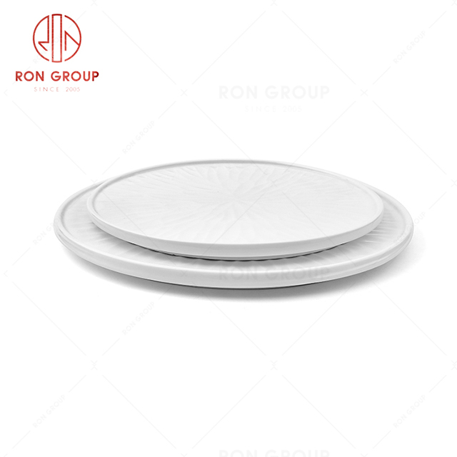 Lotus pattern design fashionable elegant restaurant tableware lotus flat round plate