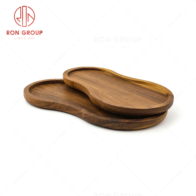 Interesting design restaurant tableware hotel wooden gourd shaped snack fruit plate