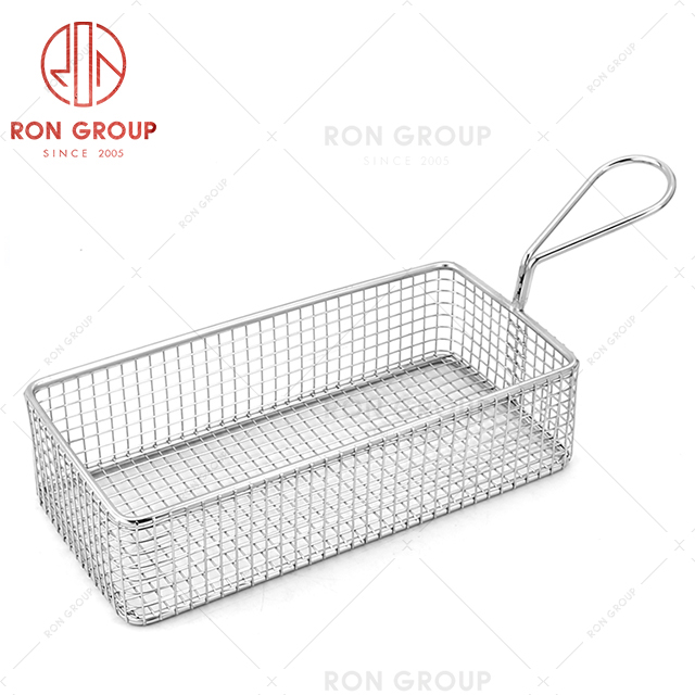 Hot selling fast food restaurant stainless steel kitchen utensils linearrectangle snack french fries basket