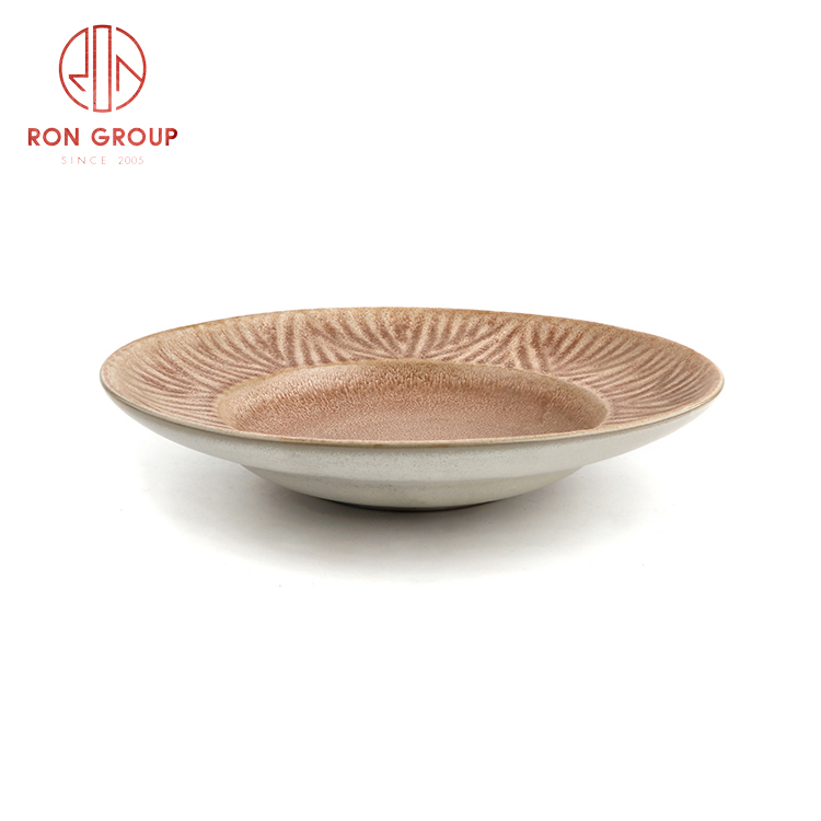 New arrived Asian style ceramic dinnerware set restaurant hotel supplies blade grain hat shape plate