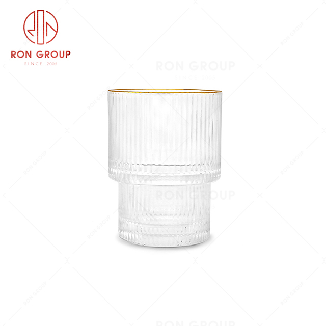 Golden edge strip design quality hotel drink ware Korean restaurant lemonade glass