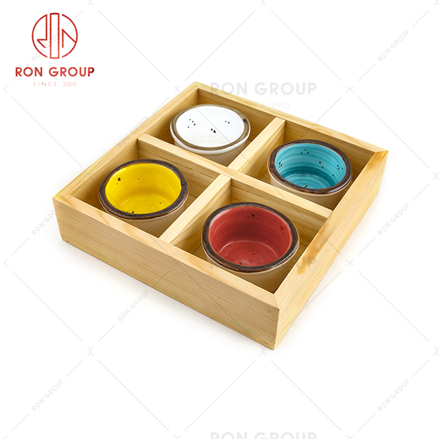 Wine house elegant style restaurant tableware wooden holder four cup pallet