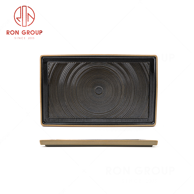 RN0040P00338-39  Wholesale High Quality Black Ceramic Rectangular Plate