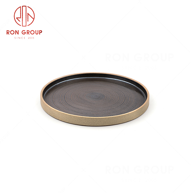 RN0040P00348  Wholesale High-end Royal Midnight Swirls Series Porcelain Round Plate