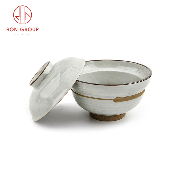 Wholesale manufacturer Japanese Korean style ceramic cup bowl with lid ceramic rice soup bowl