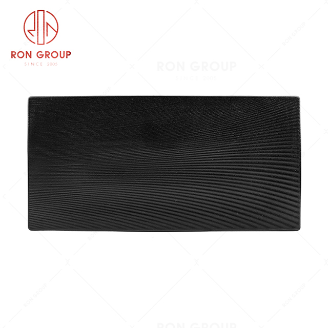Specially designed durable restaurant tableware rectangular frosted black hotel flat plate