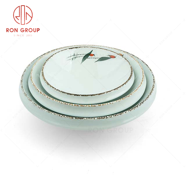 RonGroup Hand Drawing Magple Sophisticated  Design Tableware  Collection - Ceramic Dinnerware High Foot Antique Round Bowl 