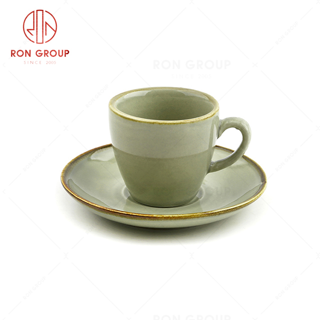 RonGroup New Color Morandi Chip Proof Porcelain  Collection - Ceramic Drinkware Coffee Cup and Saucer