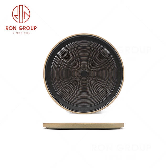 RN0040P00333-34-42 Hot Selling High Quality Exquisite Gold Rim Round Plate