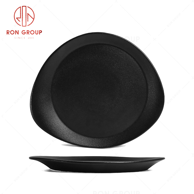 RonGroup New Color Matte Black Chip Proof Porcelain  Collection - Ceramic Dinnerware Round Soup Plate 