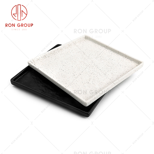 Hot selling new restaurant tableware durable frosted square fruit snack plate