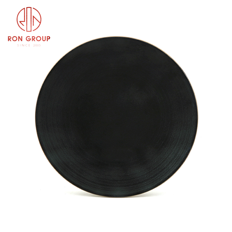 New arrived frosted black ceramic water wave soup plate restaurant hotel supplies dinnerware set