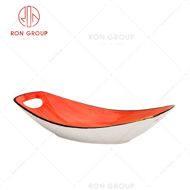 fashion design long plate new bone china ceramic dinner plate