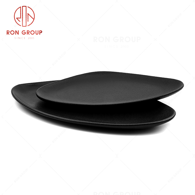 RonGroup New Color Matte Black Chip Proof Porcelain  Collection - Ceramic Dinnerware Triangular Narrow Plate 