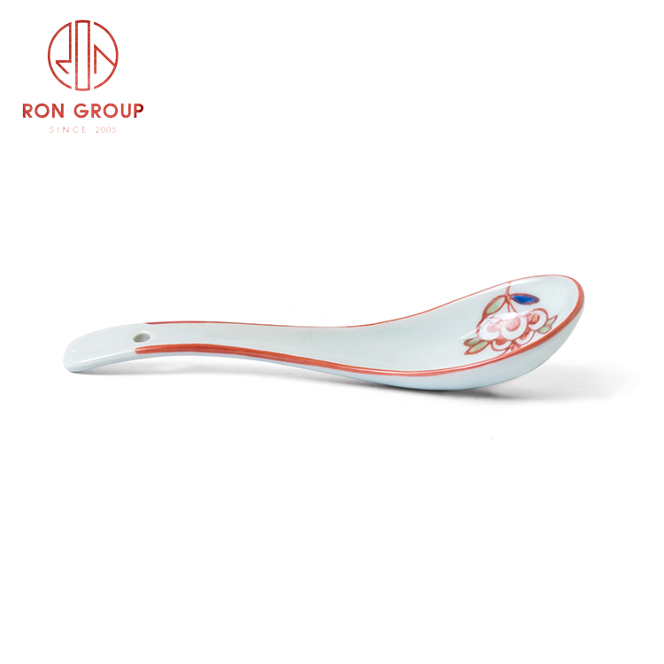 High-quality Asian style porcelain dinnerware set restaurant hotel supplies porcelain spoon