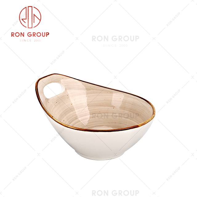 High Quality Restaurant Durable Ceramic Dinner with handle Plate