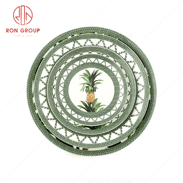 Summer style green restaurant tableware lovely pineapple group hotel salad dessert fruit plate