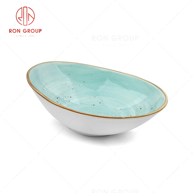 RN0037P08282-83 Hot Selling Unique Design  Chip Proof  Sky Blue Yuanbao Bowl