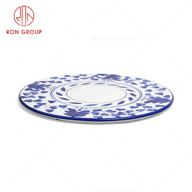RonGroup New Color Rattan Flower Chip Proof Porcelain  Collection - Ceramic Dinnerware Round Dish