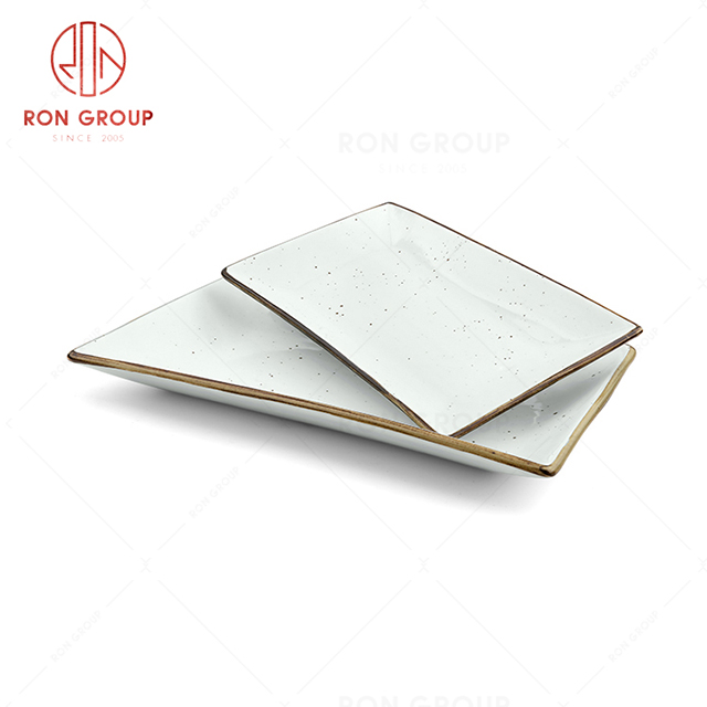 RonGroup New Color Chip Proof  Collection Misty White Bule -  Retangular  Plate 