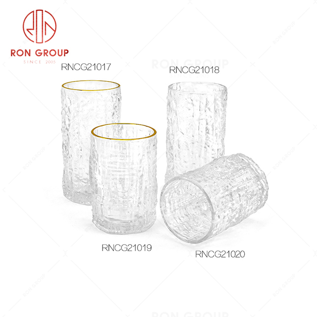 Irregular new era design popular restaurant outdoor party cup bar golden edge glass tea wine cup
