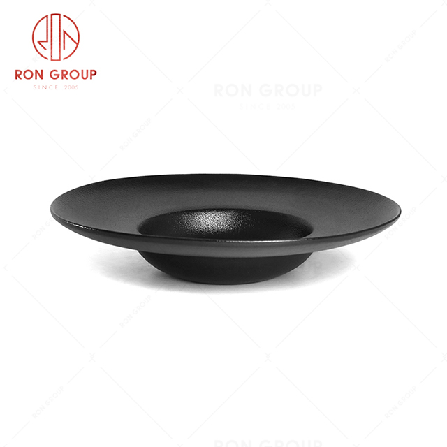 RonGroup New Color Matte Black Chip Proof Porcelain  Collection - Ceramic Dinnerware Hat Shape Plate 