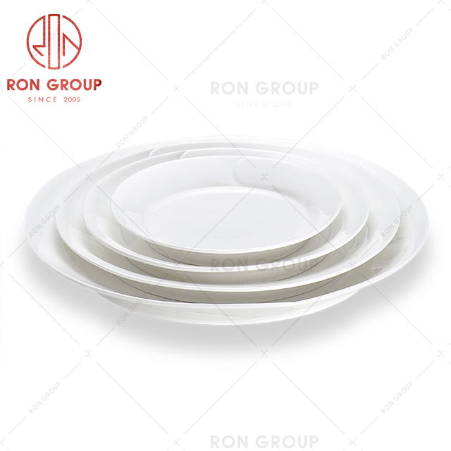 Wholesale supply restaurant high-quality ceramic tableware affordable white plate set 