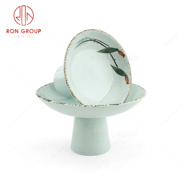 RonGroup Hand Drawing Magple Sophisticated  Design Tableware  Collection - Ceramic Dinnerware High Stand Bowl 