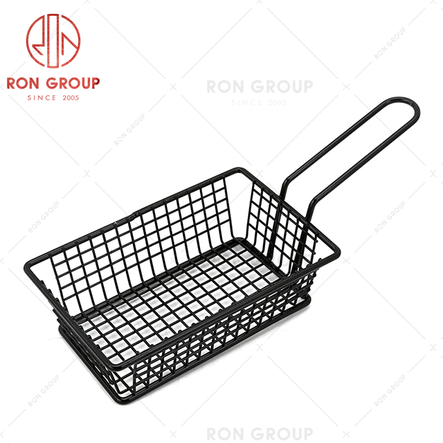 Wholesale supply durable fast food restaurant kitchen utensils black rectangle square chips basket