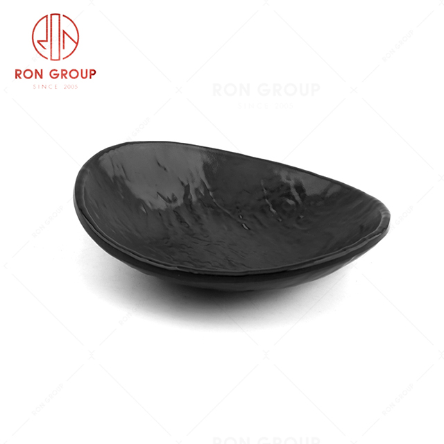Exquisite melamine black restaurant tableware oval bar plate