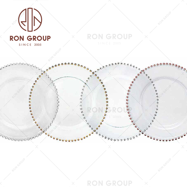 wedding Round Gold Rim events Glass Charger Plates
