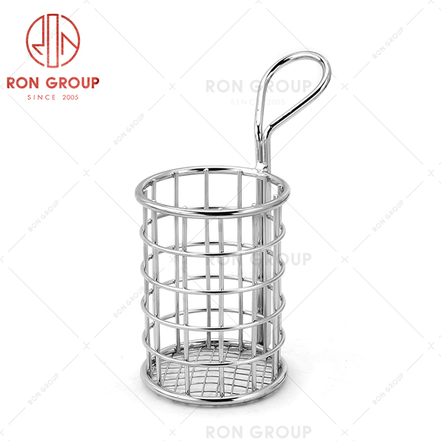 Fast food restaurants necessary stainless steel kitchen utensils round mini fry mesh gold basket