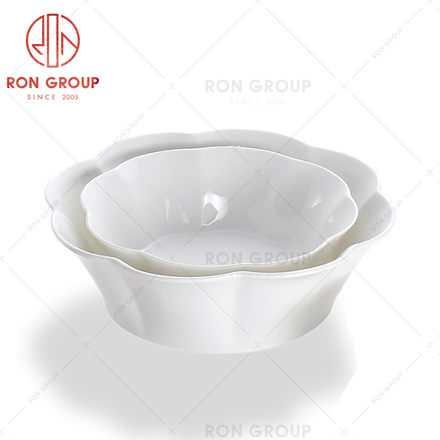 Petal shaped Chinese restaurant creative tableware hot dish bowl soup ceramic plate