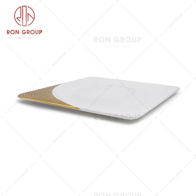 Light luxury style restaurant gold-plated tableware wedding banquet square serving plate