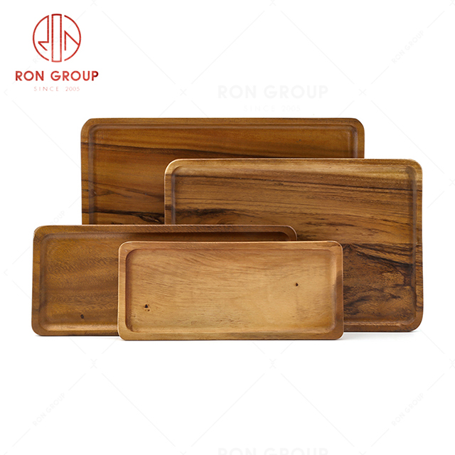 Rectangular restaurant tableware hotel wooden dinnerware sushi snack fruit saucer